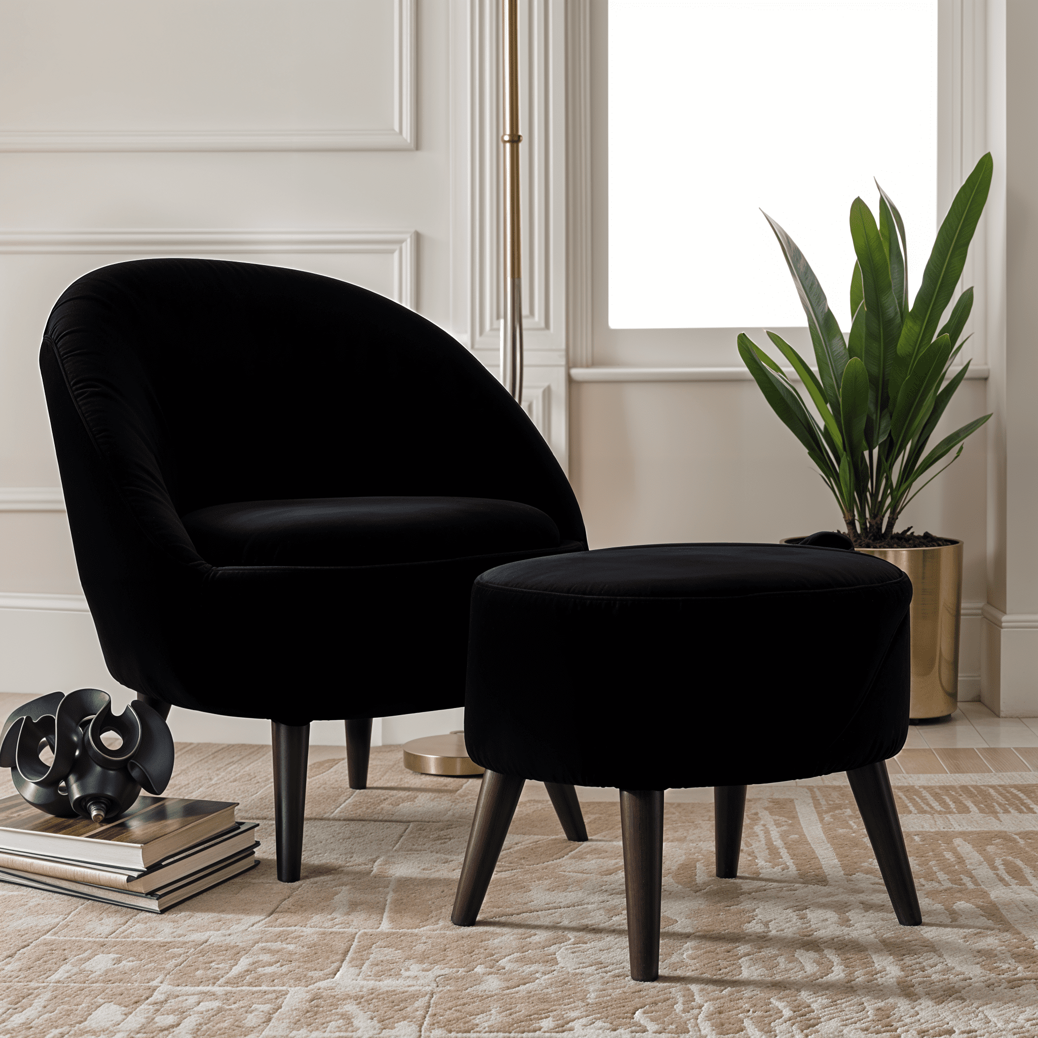 Clara Armchair and ottoman enhanced Armchair and Ottoman