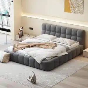 Grey Luxury Velvet Upholstered Grounded Bed Frame 2 600x600 1