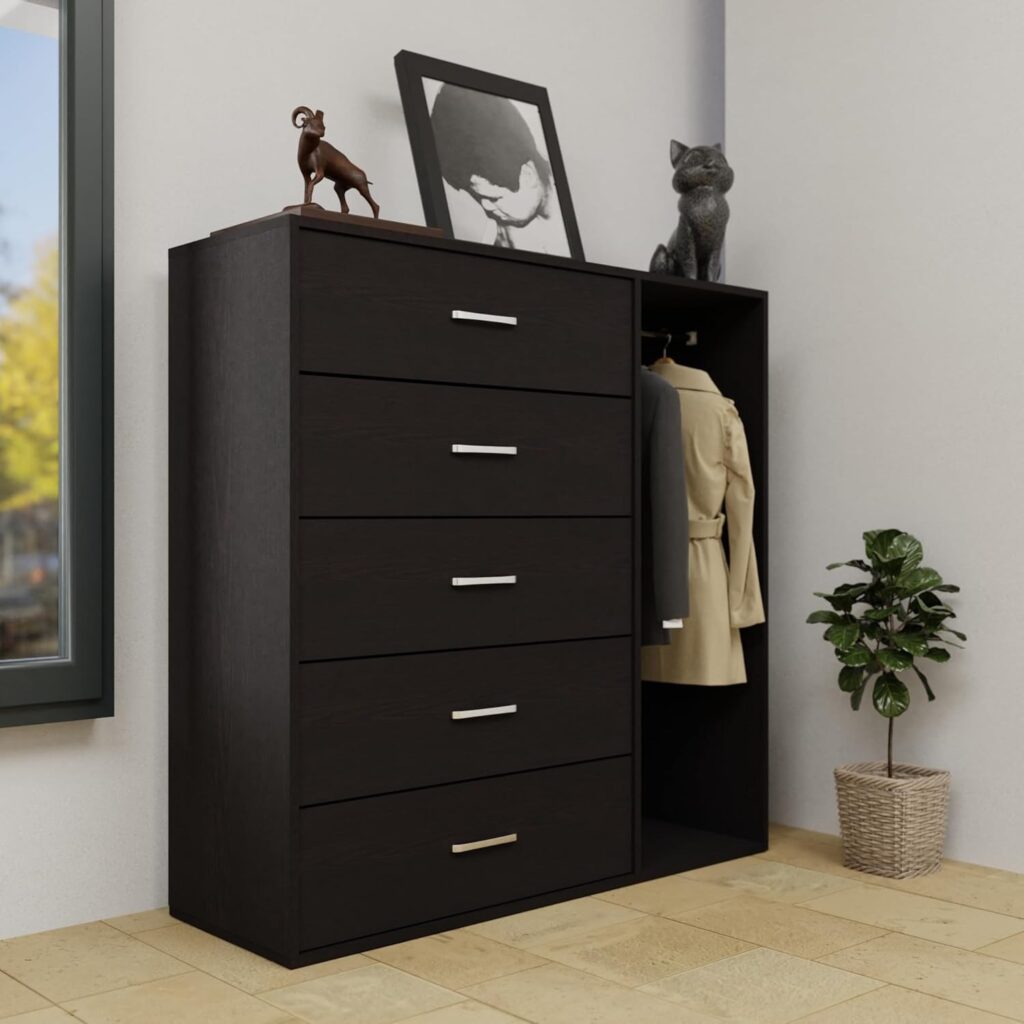 Stylish 5-Drawer Chest with Clothes Hanger Storage - Capital Star Furniture