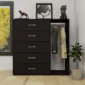 imgi_7_Brown-Chest-of-5-Drawers-with-Cloth-Hanger-for-Storage-1 Stylish 5-Drawer Chest