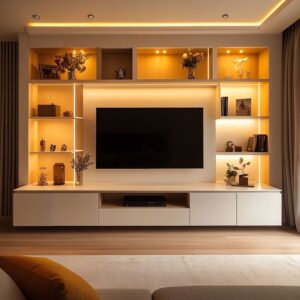TV Unit with LED Display Shelves