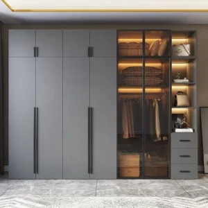 Grey Glass Door Wardrobe