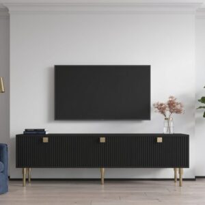 Black Fluted TV Unit