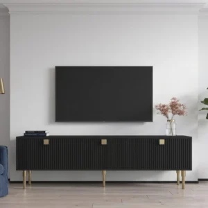 Black Fluted TV Unit