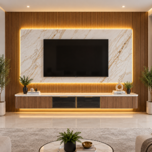 Luxury Marble TV Wall Unit