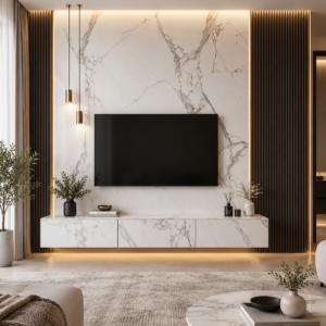 Modern Marble TV Wall Unit